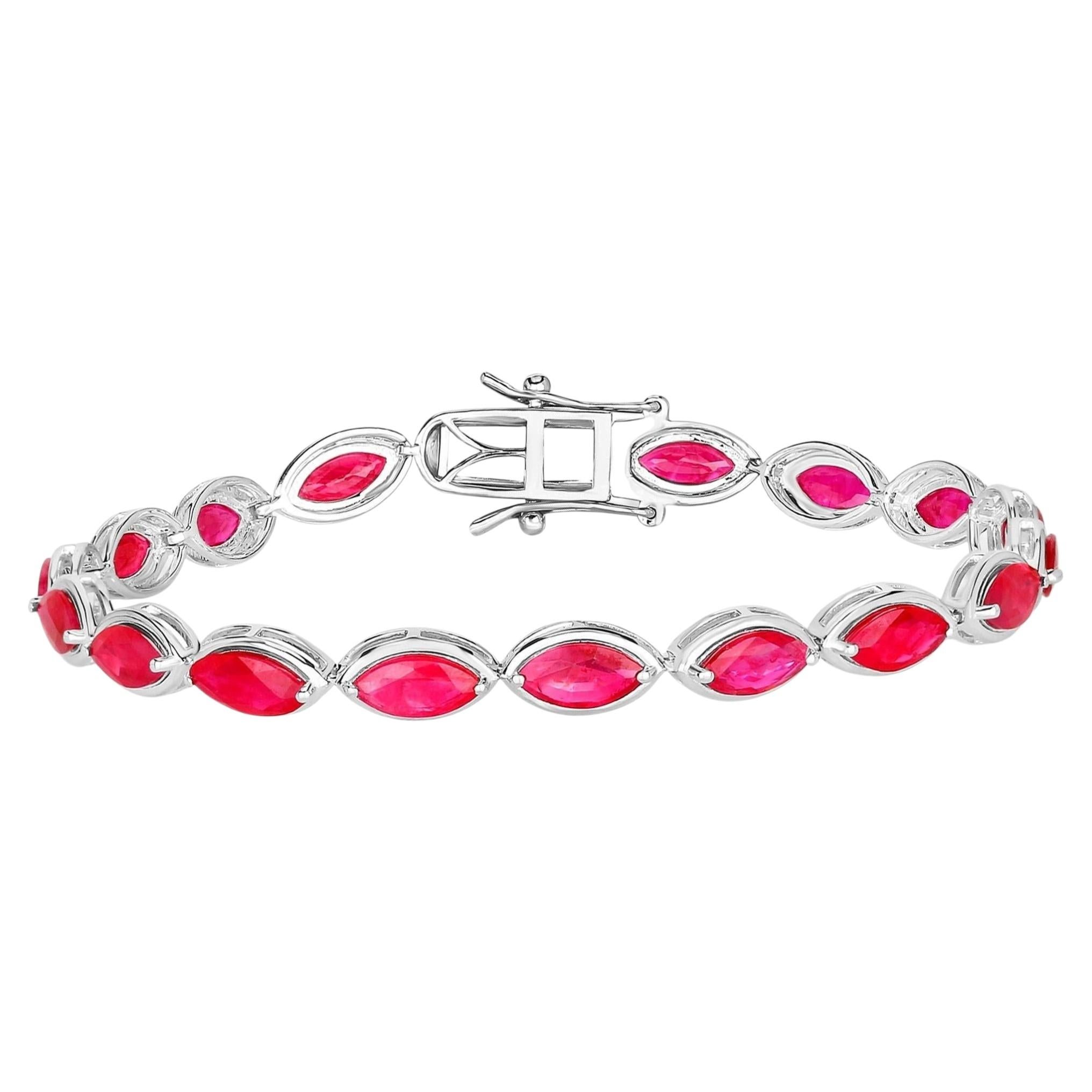 Ruby Bracelet 8.98 Carats 14K White Gold