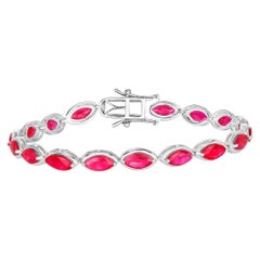 Ruby Bracelet 8.98 Carats 14K White Gold