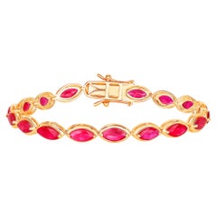 Ruby Bracelet 8.98 Carats 14K Yellow Gold