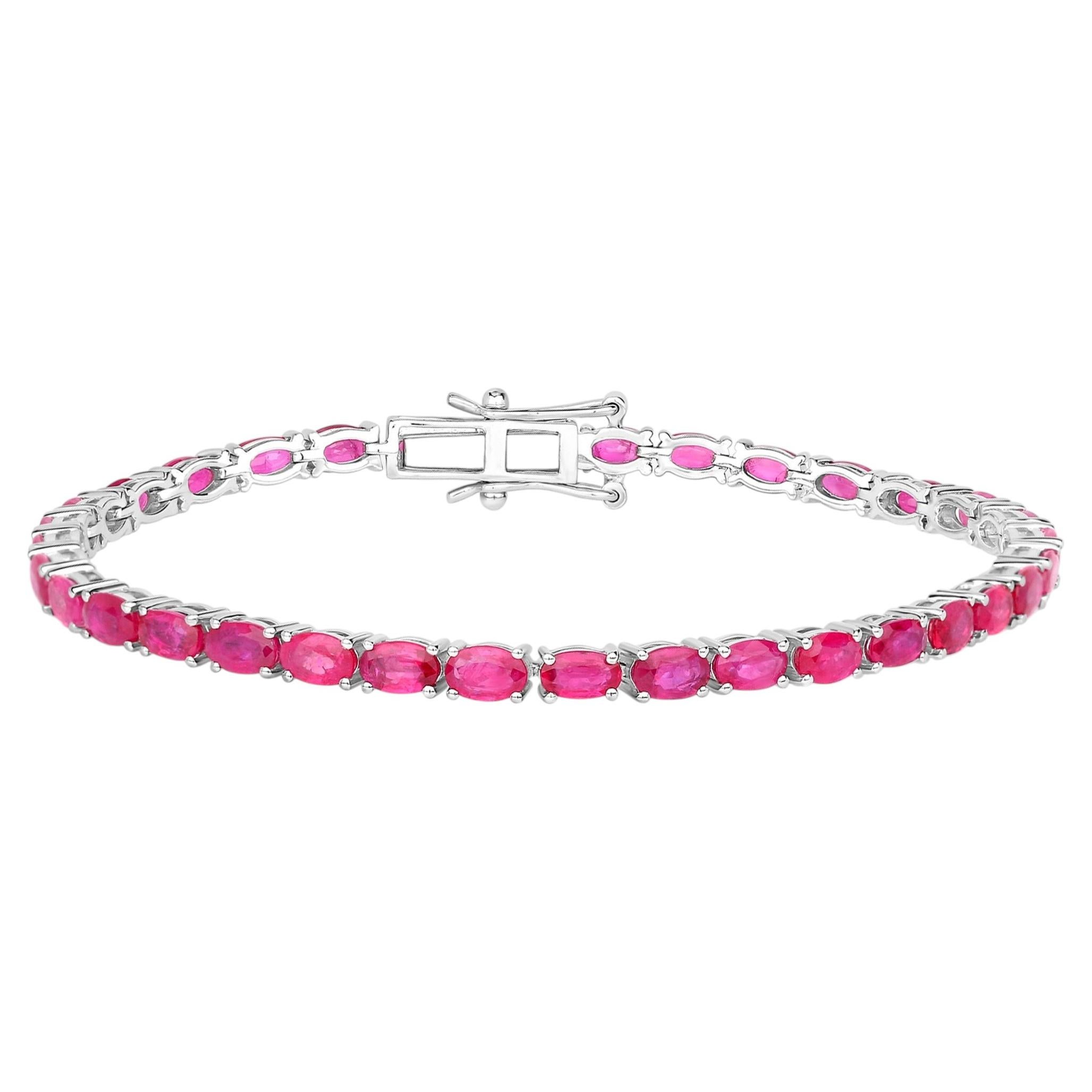 Ruby Bracelet 9.16 Carats 10K White Gold