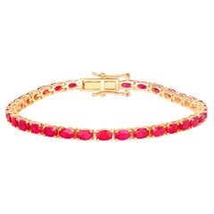 Ruby Bracelet 9.16 Carats 10K Yellow Gold