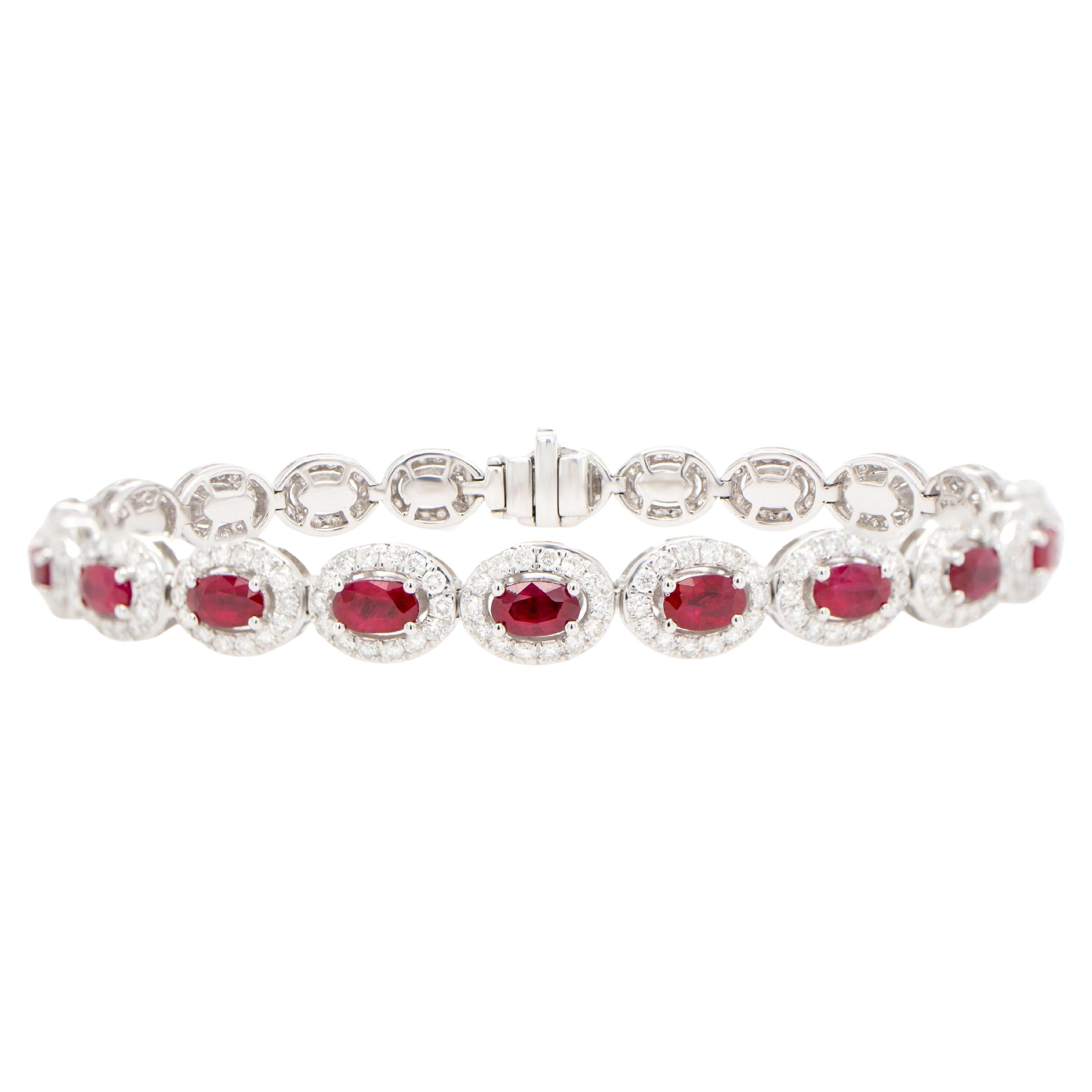 Armband Rubin Diamant Halo 9,4 Karat 18K Gold
