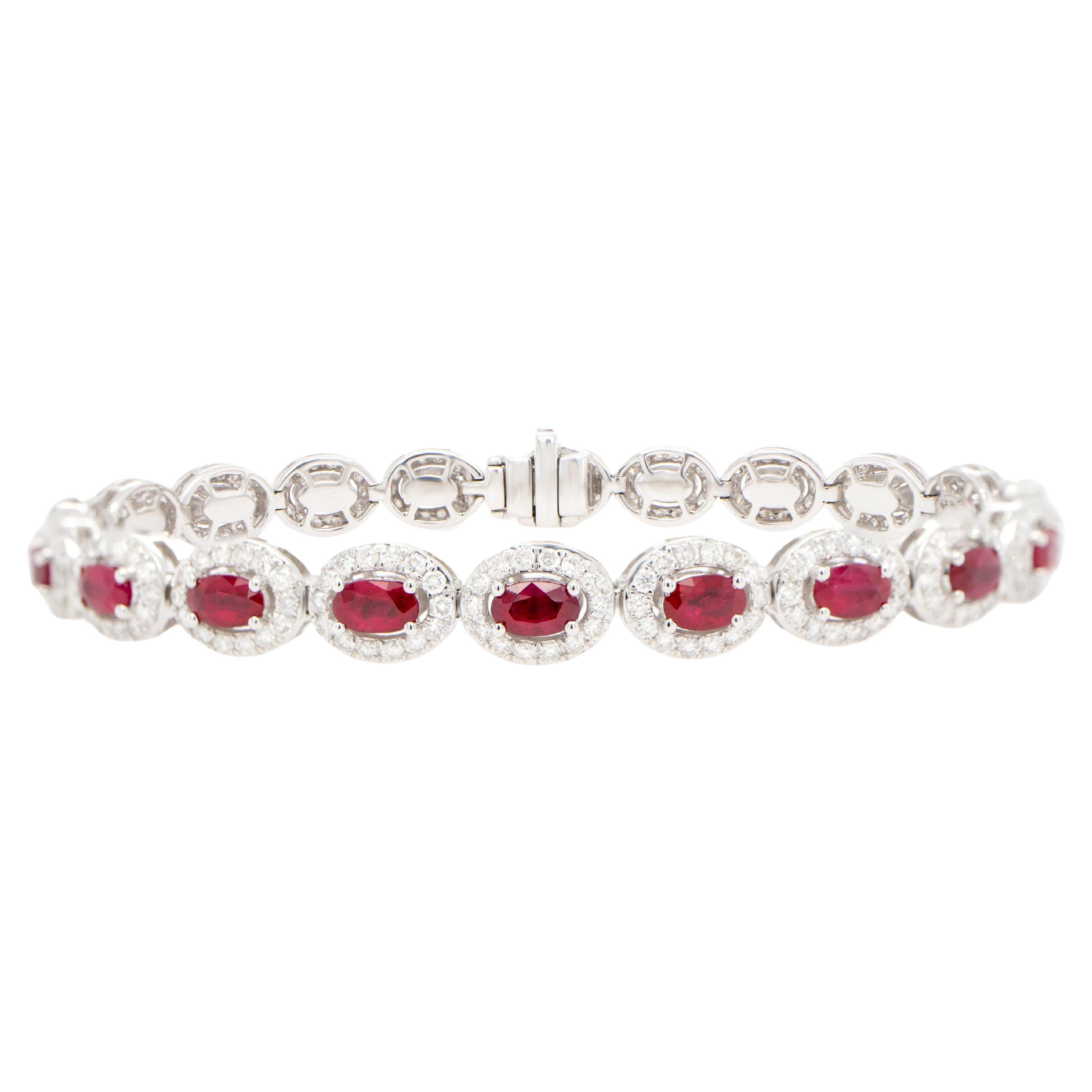 Armband Rubin Diamant Halo 9,4 Karat 18K Gold