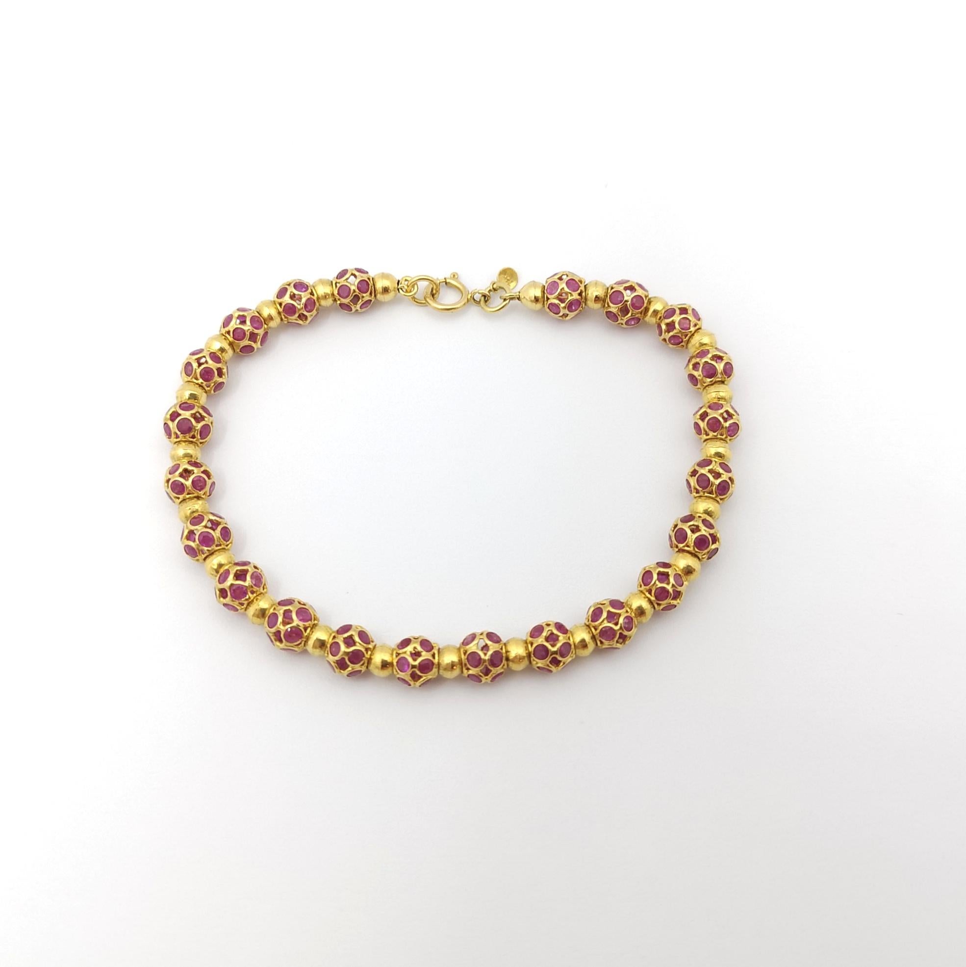 Women's Ruby Bracelet set in 18K Gold Settings For Sale