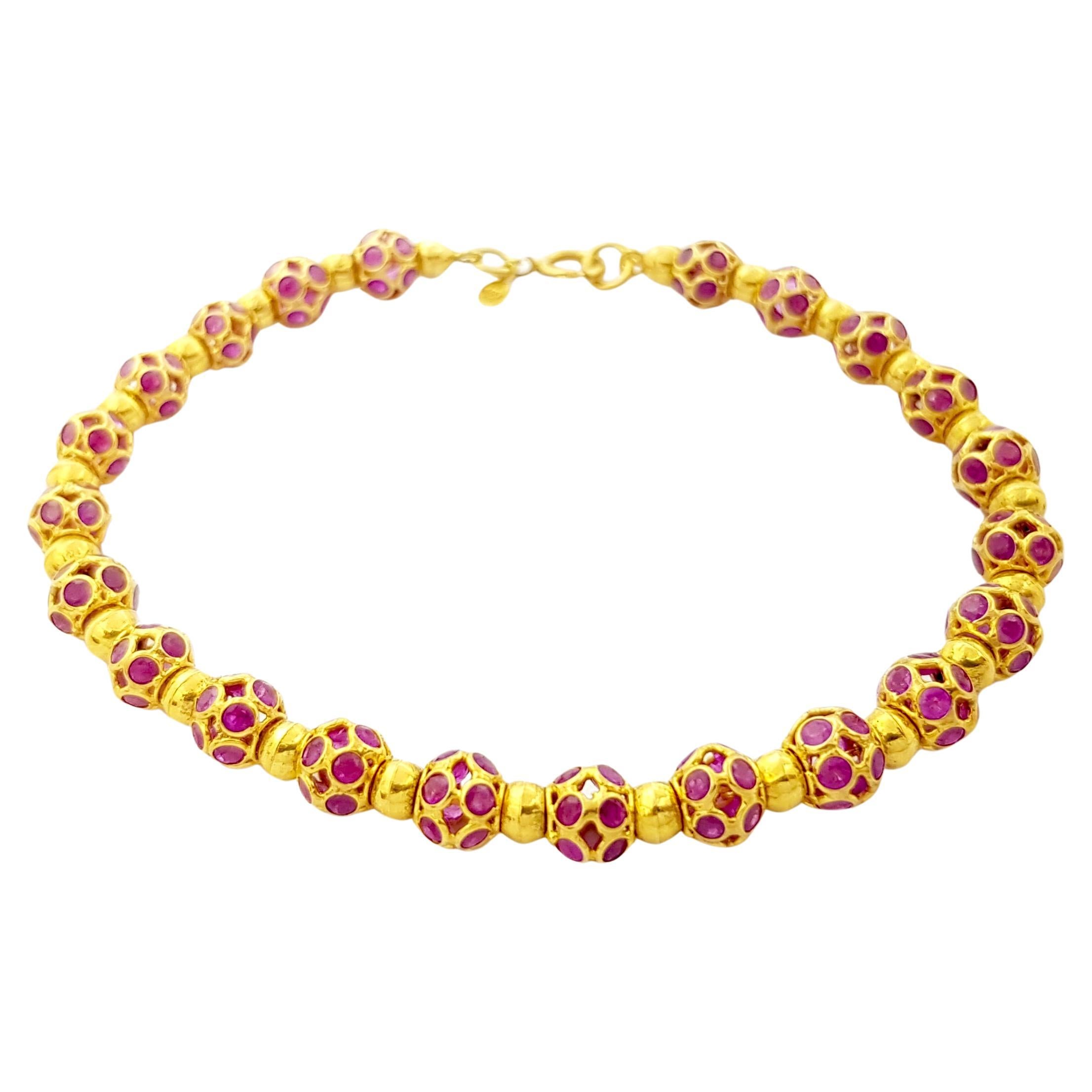 Ruby Bracelet set in 18K Gold Settings For Sale