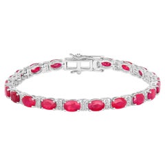 Ruby Bracelet With Diamonds 11.1 Carats 14K White Gold