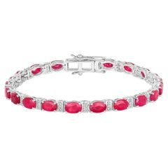 Rubin-Armband mit Diamanten 11,1 Karat 14K Weißgold