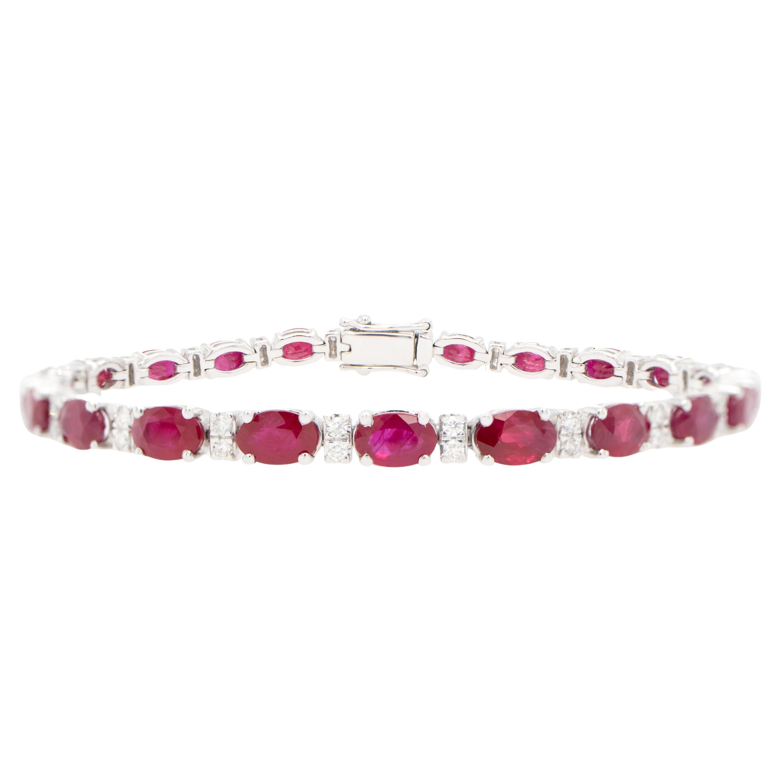 Ruby Bracelet With Diamonds 13.5 Carats 18K Gold