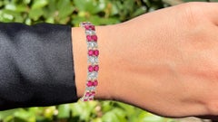 Rubinarmband mit Diamanten, 13.9 Karat, vergoldetes Silber