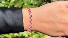 Ruby Bracelet With Diamonds 16.4 Carats Gold Plated Silver