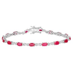 Ruby Bracelet With Diamonds 3.6 Carats 14K White Gold