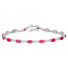 Ruby Bracelet With Diamonds 3.6 Carats 14K White Gold