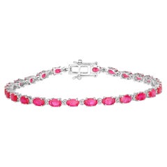 Pulsera Rubí Con Diamantes 5,8 Quilates Oro Blanco 14K