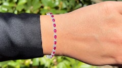 Ruby Bracelet With Diamonds 6.62 Carats 14K White Gold