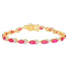Rubin-Armband mit Diamanten 6,76 Karat 14K Gelbgold