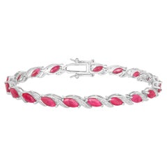Bracciale di rubini con diamanti 7,74 carati in oro bianco 10K