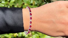 Ruby Bracelet With Diamonds 8.86 Carats 14K White Gold