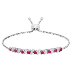 Ruby Bracelet With White Topaz 1.22 Carats Sterling Silver