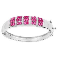 Rubin-Armband mit weißem Topas 6.62 Karat Sterling Silber