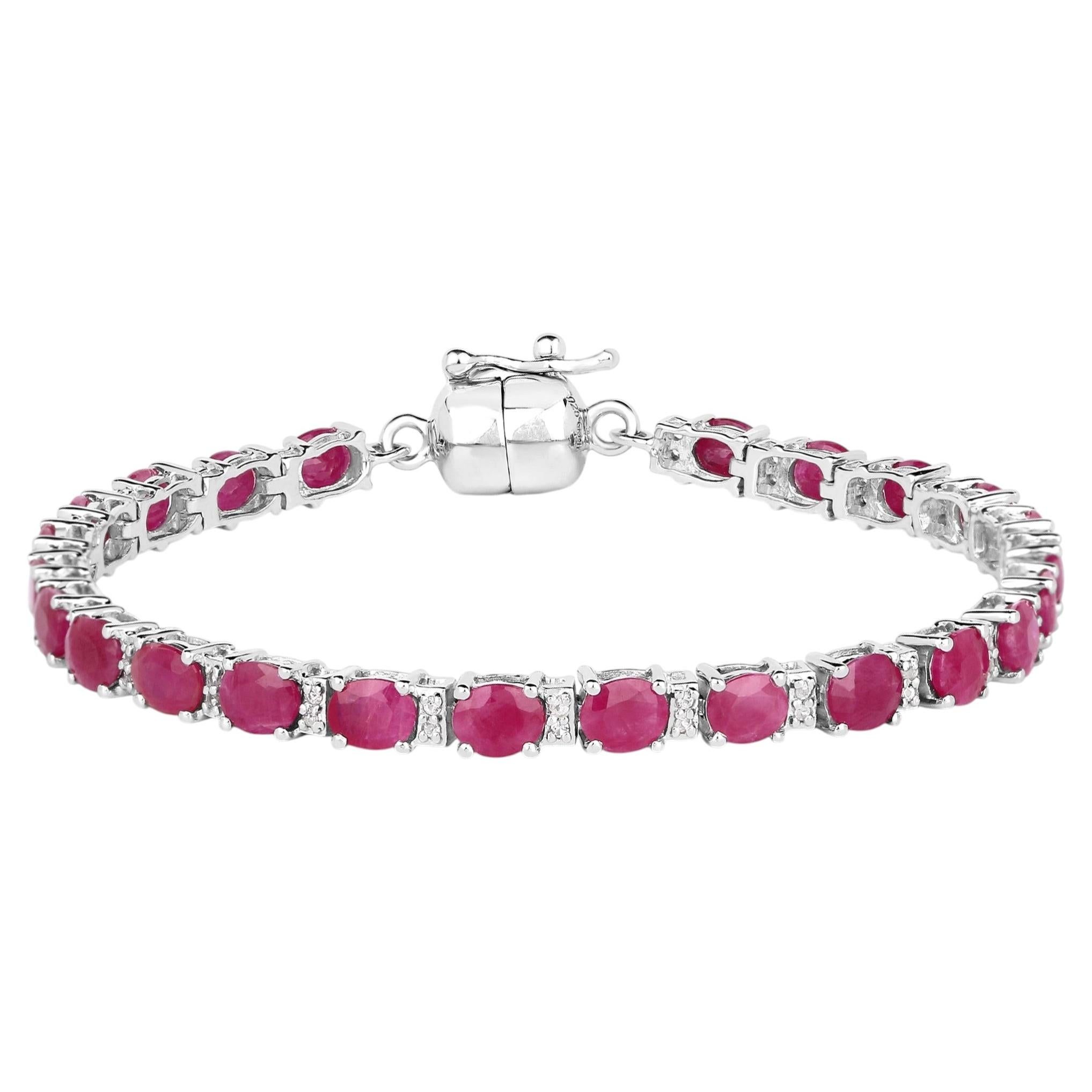 Ruby Bracelet With White Topaz 7.9 Carats Sterling Silver
