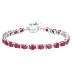 Bracelet de rubis avec topaze blanche 7,9 carats en argent Sterling Ruby
