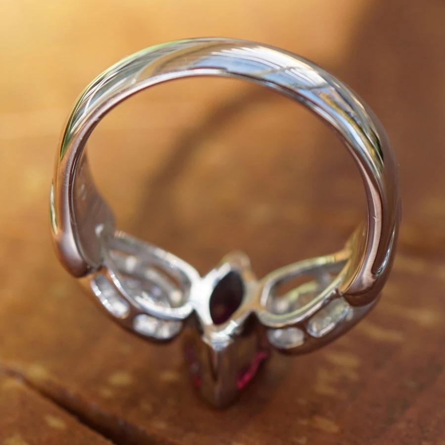 Rubin Brilliant Tropfen Ring in 900 Platin AAA 0,96 ct 2x 0,465 ct W lupenrein im Angebot 1