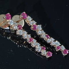 Ruby Brilliant Earrings for a glorious Appearance 0.40 ct 0.56 ct 27 x 4 mm