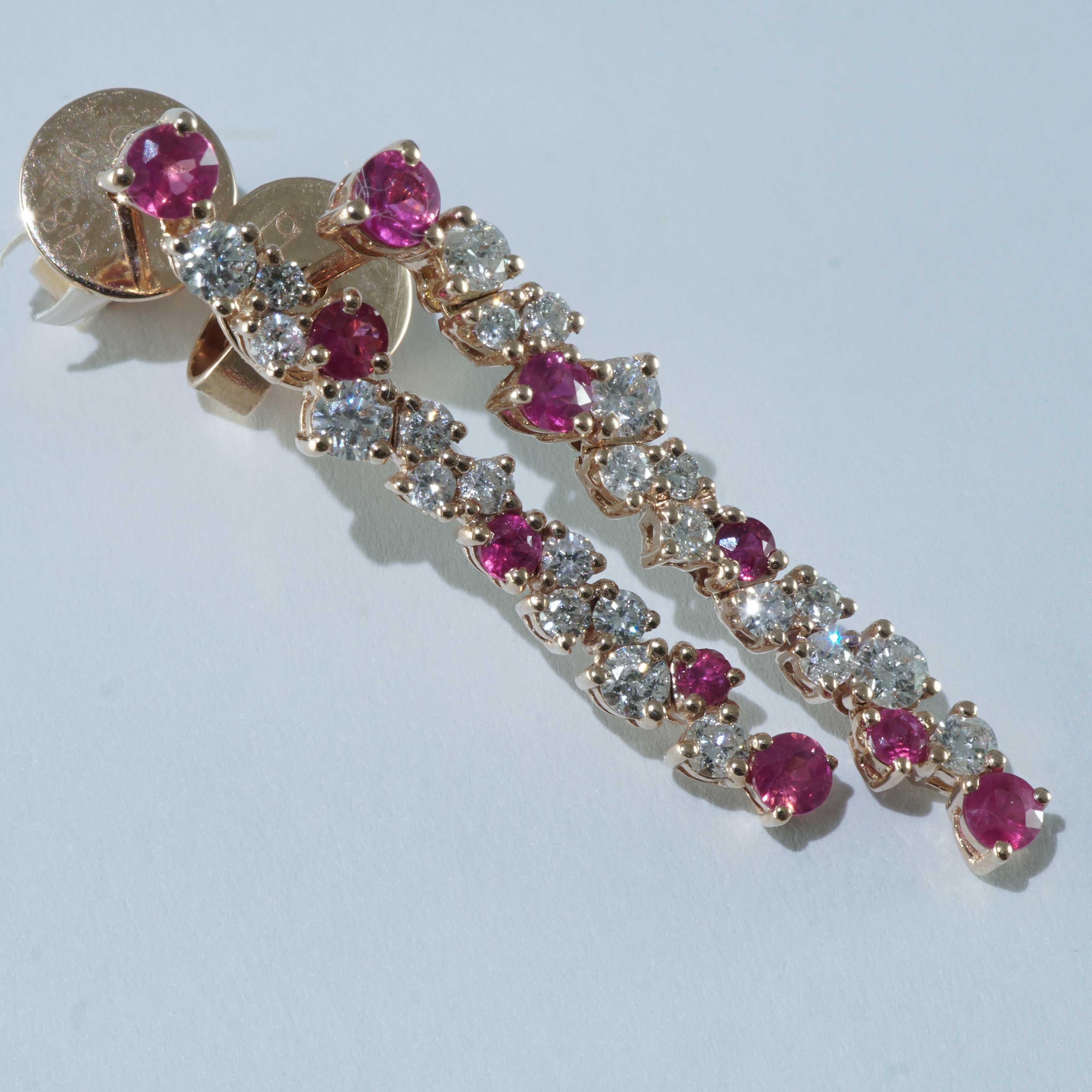 Ruby Brilliant Earrings for a glorious Appearance 0.40 ct 0.56 ct 27 x 4 mm For Sale 2