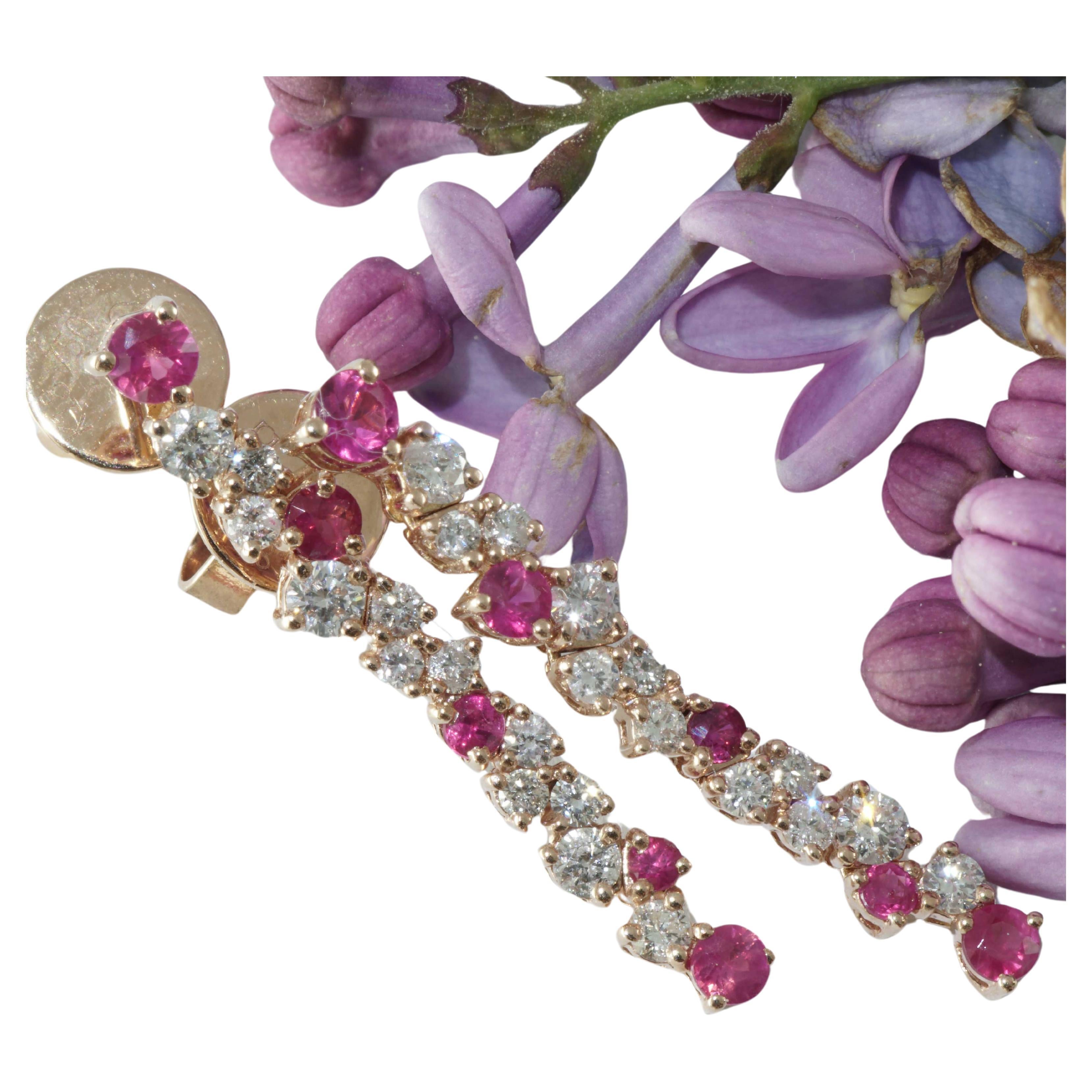 Boucles d'oreilles Rubis Brilliante pour une apparence glorieuse 0,40 ct 0,56 ct 27 x 4 mm