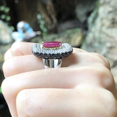 Ruby, Brown Diamond and Diamond Ring set in 18 Karat White Gold Settings