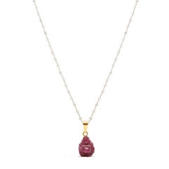 Ruby Buddha White Diamond Pendant Necklace