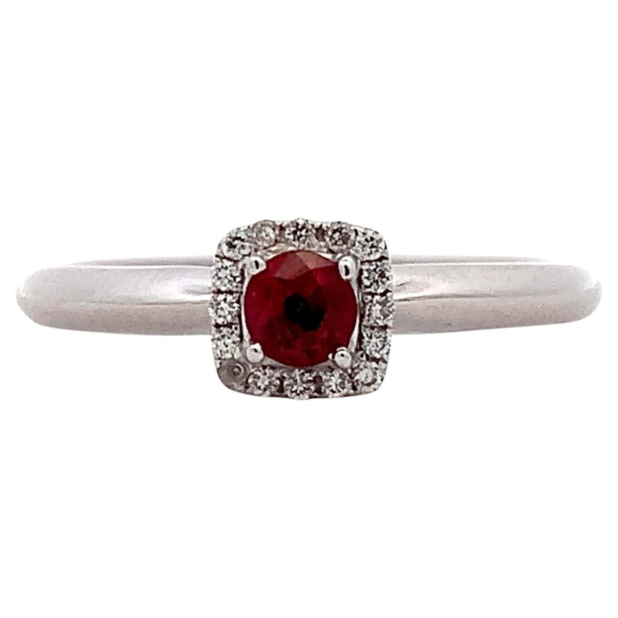 Ruby Burma and diamond engagement ring 18k white gold