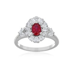 Ruby Burma and Diamond Ring 18 Karat White Gold