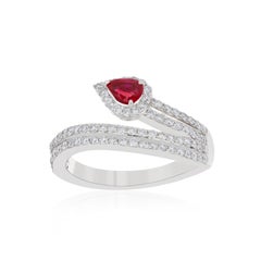 Ruby Burma and Diamond Ring 18 Karat White Gold