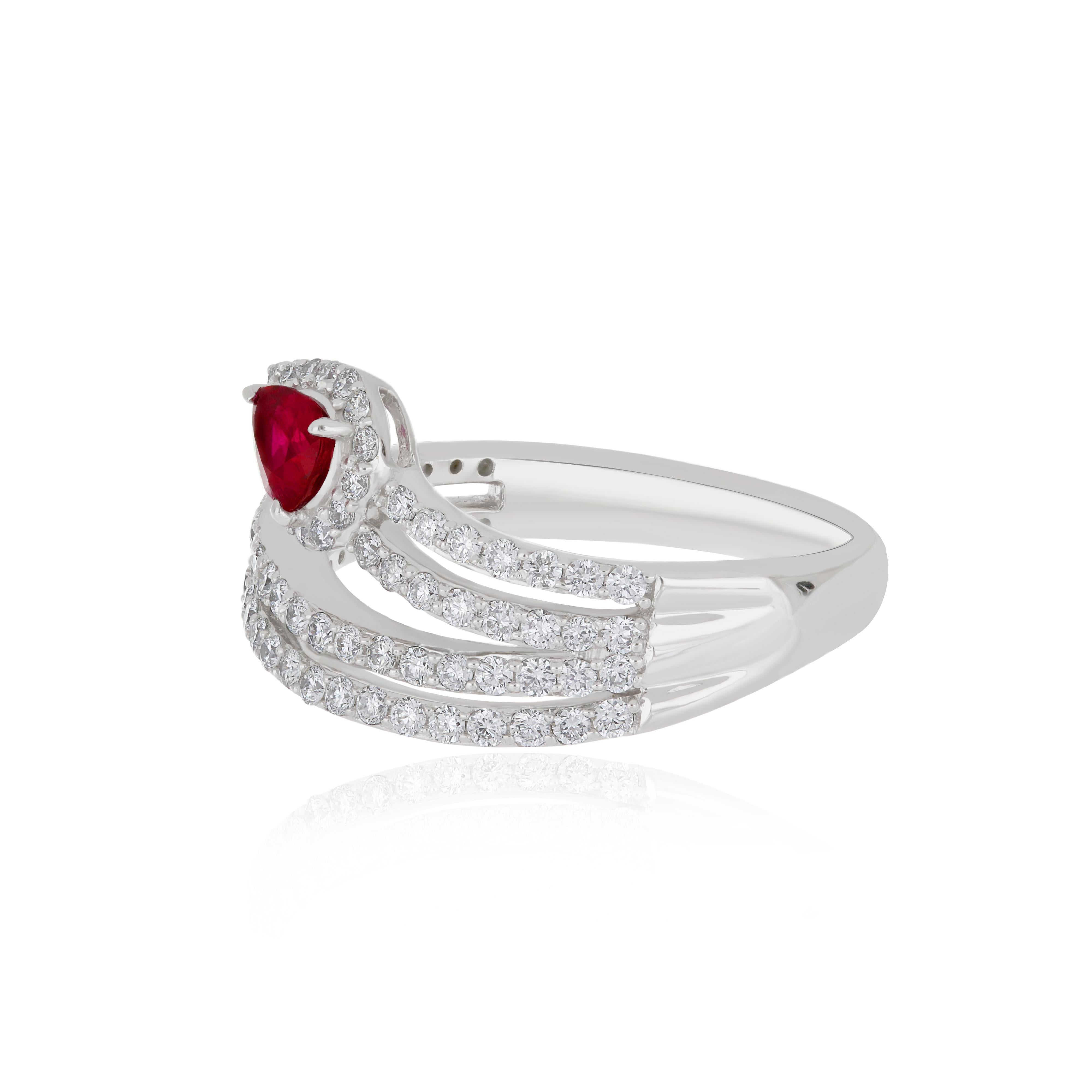 For Sale:  Ruby Burma and Diamond Ring 18 Karat White Gold 3