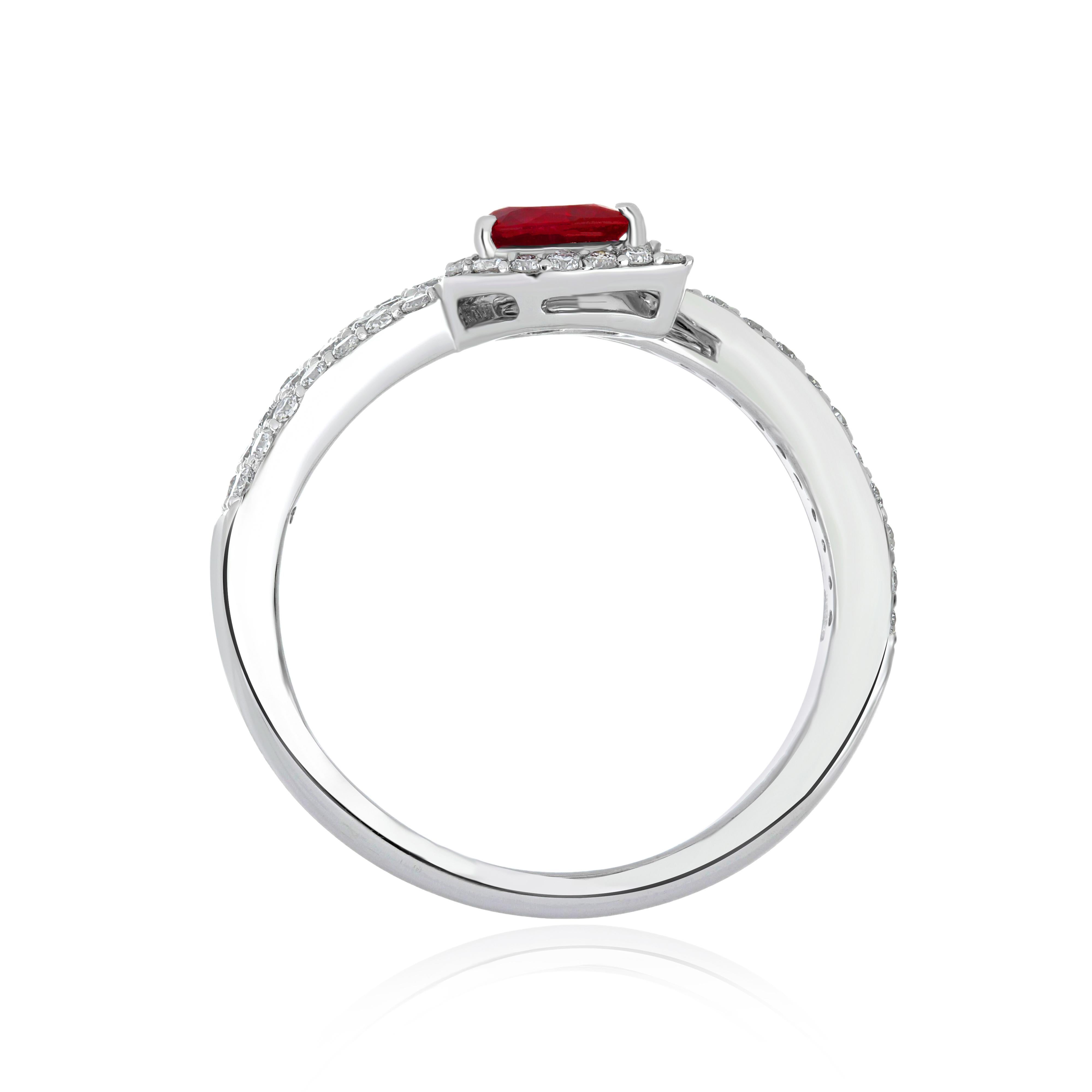 For Sale:  Ruby Burma and Diamond Ring 18 Karat White Gold 5