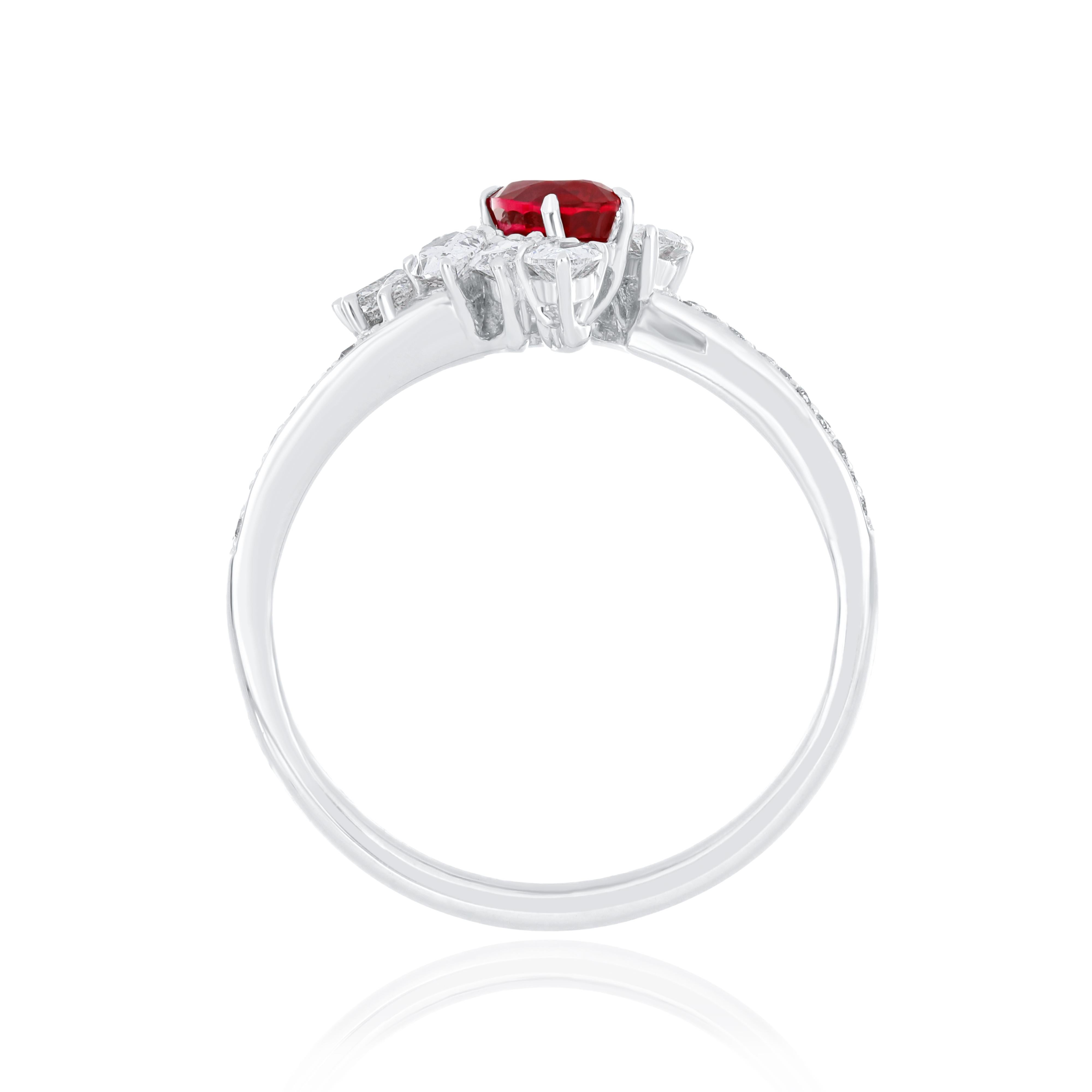 For Sale:  Ruby Burma and Diamond Studded Ring in 18 Karat White Gold 5
