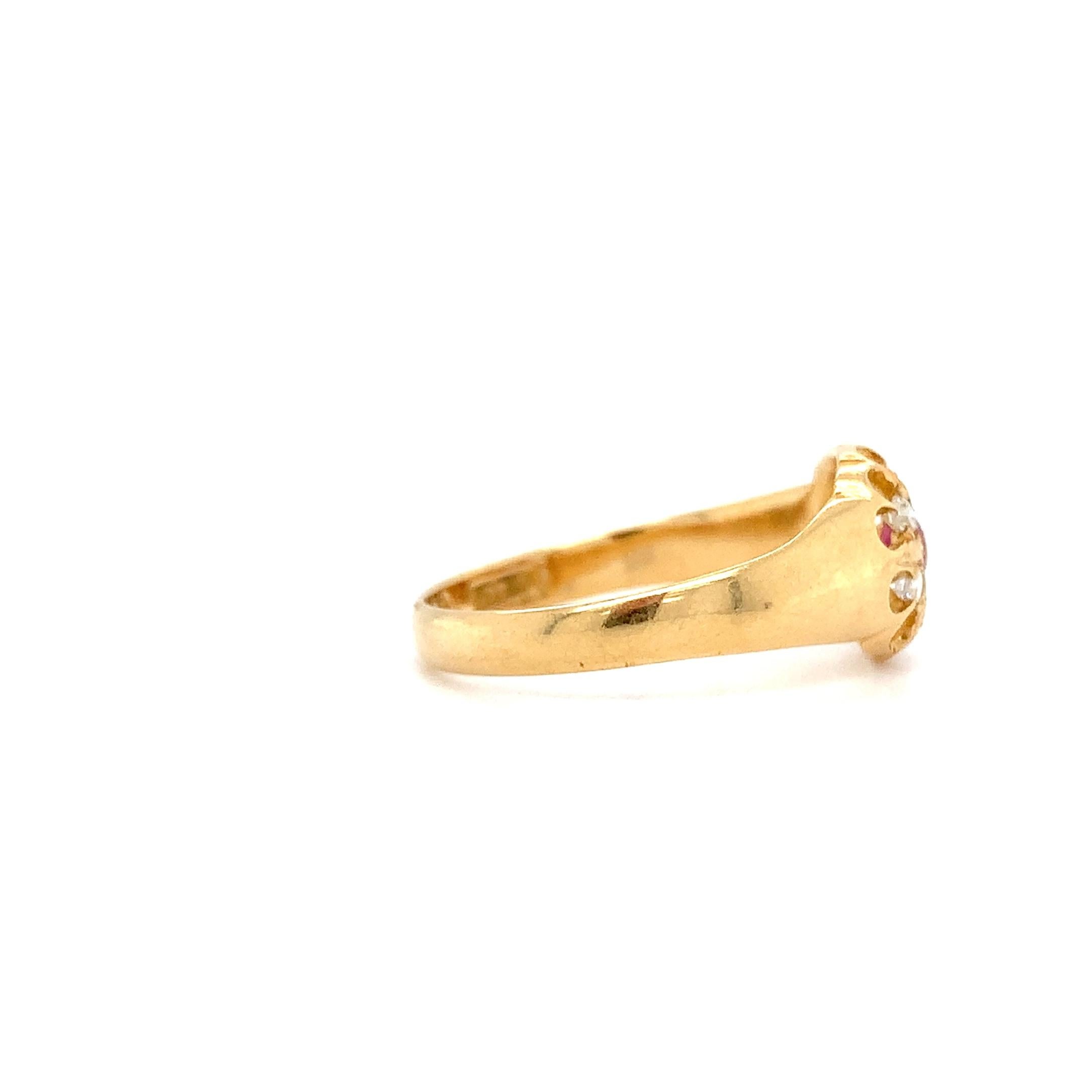 Ruby Burma Diamond Cluster Engagement Ring 18k Yellow Gold In New Condition For Sale In London, GB