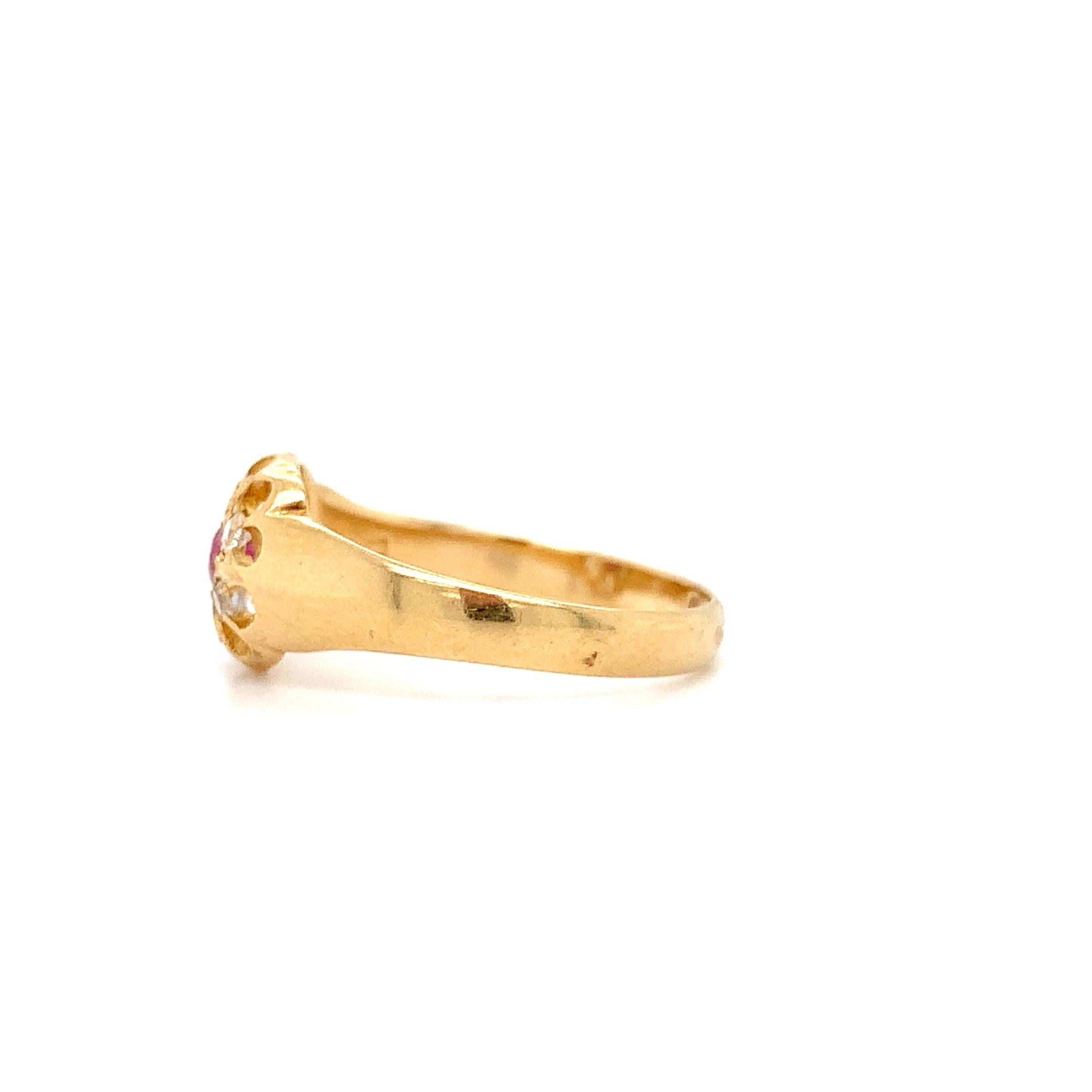 Women's Ruby Burma Diamond Cluster Engagement Ring 18k Yellow Gold For Sale