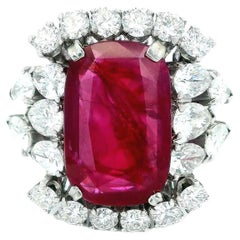 Ruby Burma Ring with Diamonds set