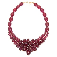 Ruby Burst Necklace in 18kt Gold & Diamonds
