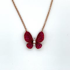 Ruby Butterfly Necklace in 18 Karat Rose Gold