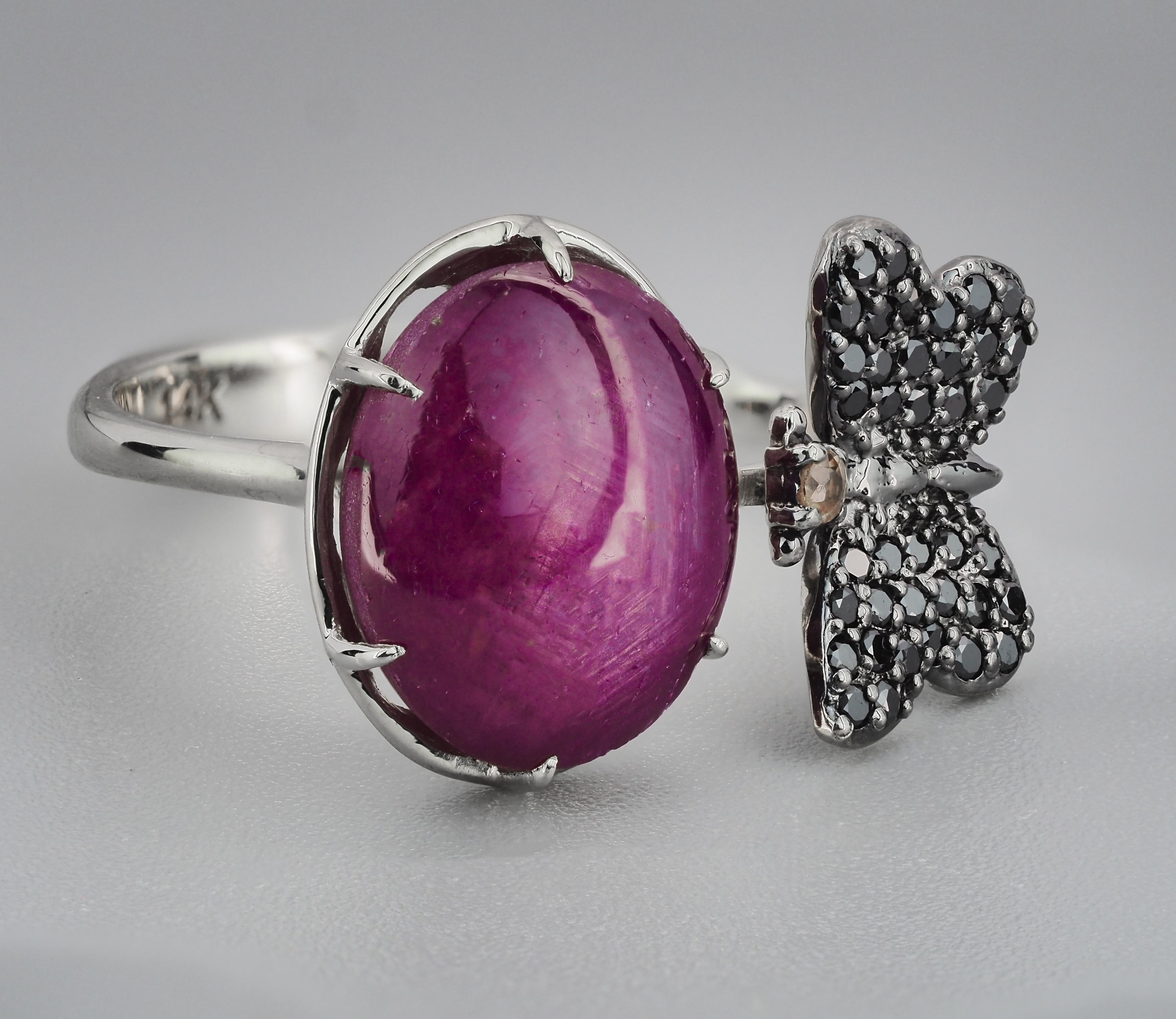 in vendita:  Anello in oro massiccio 14k con cabochon di rubino. 9