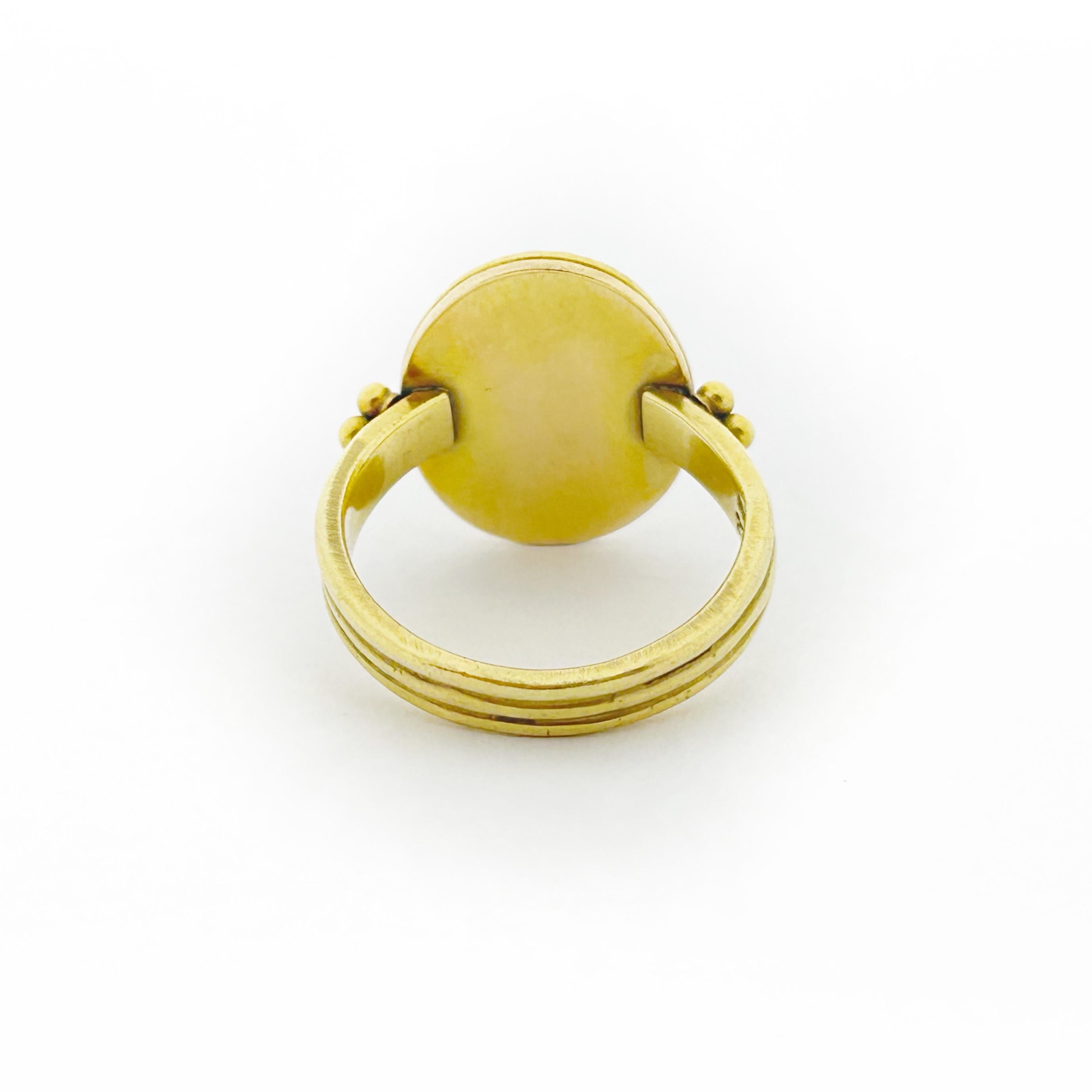 Ruby Cabochon 22Karat Gold  Etruscan Style Ring By Daniel Gibbings In Excellent Condition For Sale In Berkeley, CA