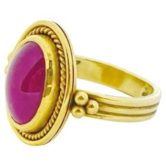 Ruby Cabochon 22Karat Gold  Etruscan Style Ring By Daniel Gibbings
