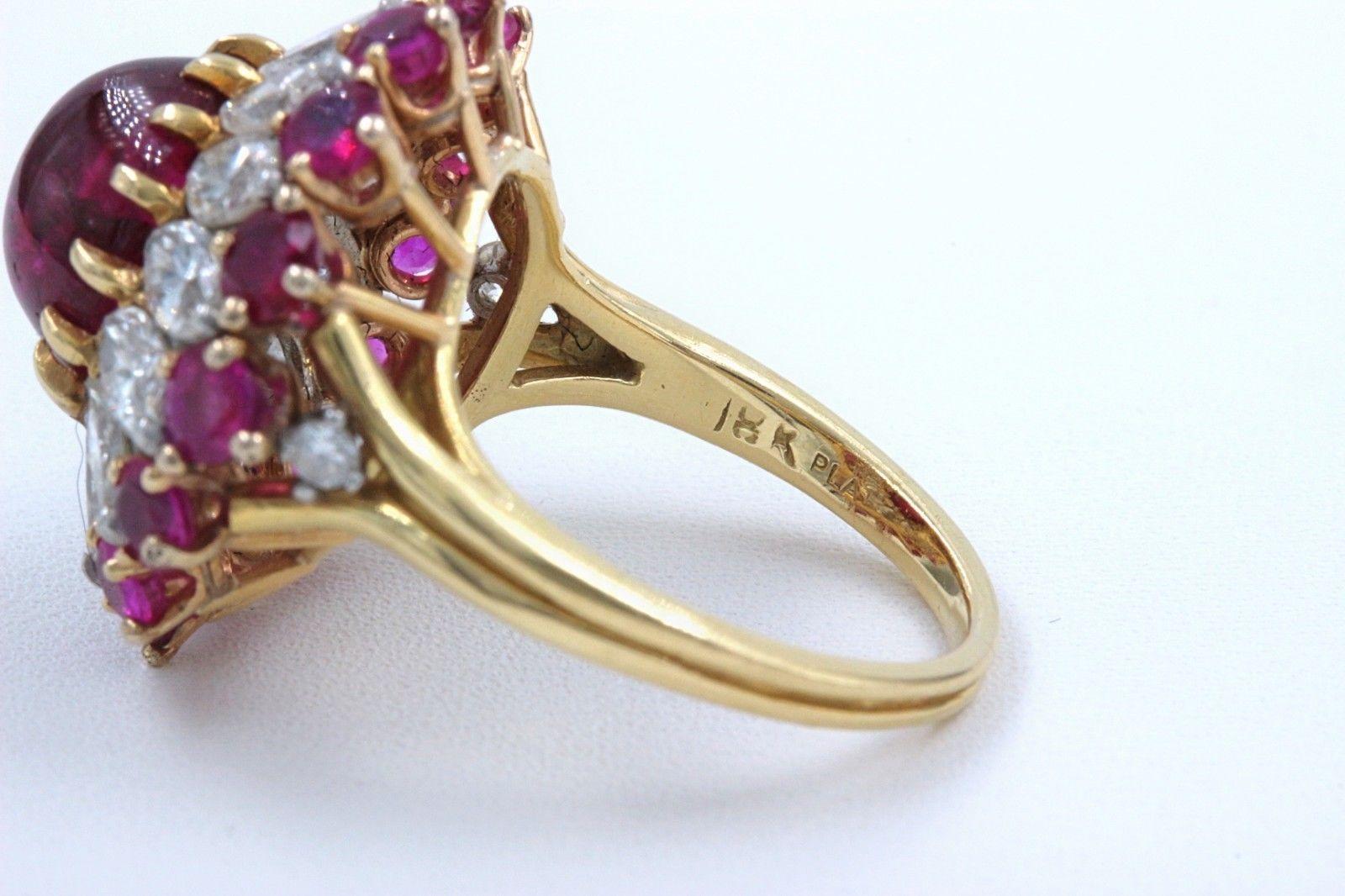 Cabochon Ruby and Diamond Cocktail Ring  6