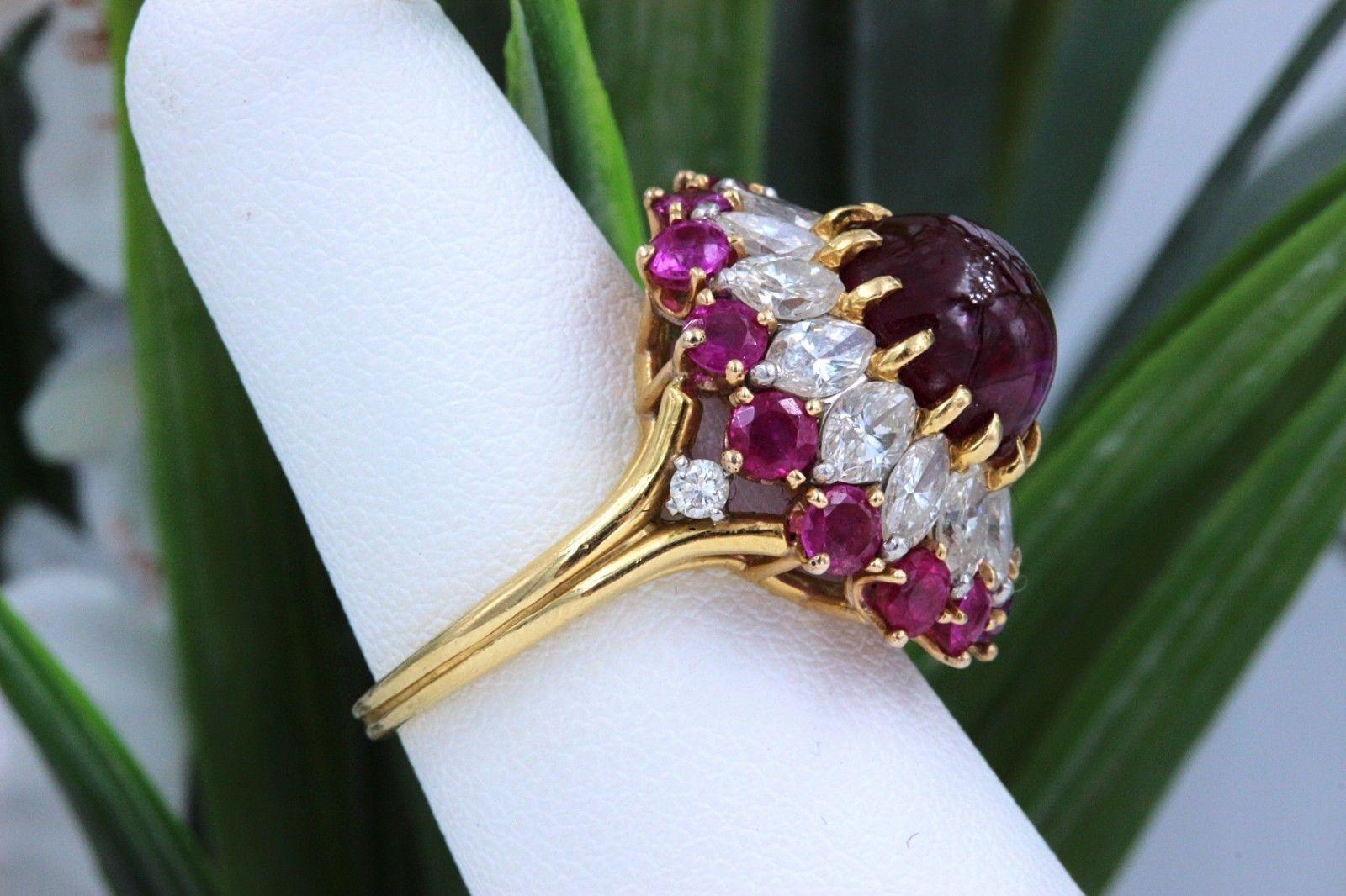 cabochon ruby and diamond ring