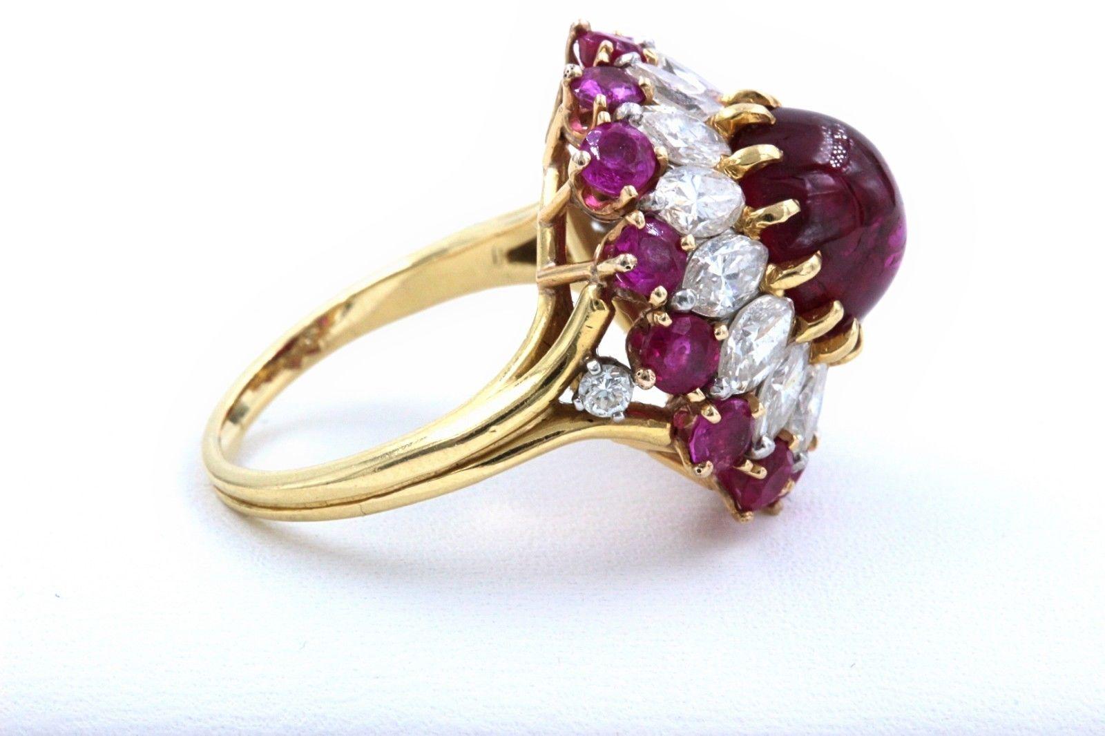 Cabochon Ruby and Diamond Cocktail Ring  2