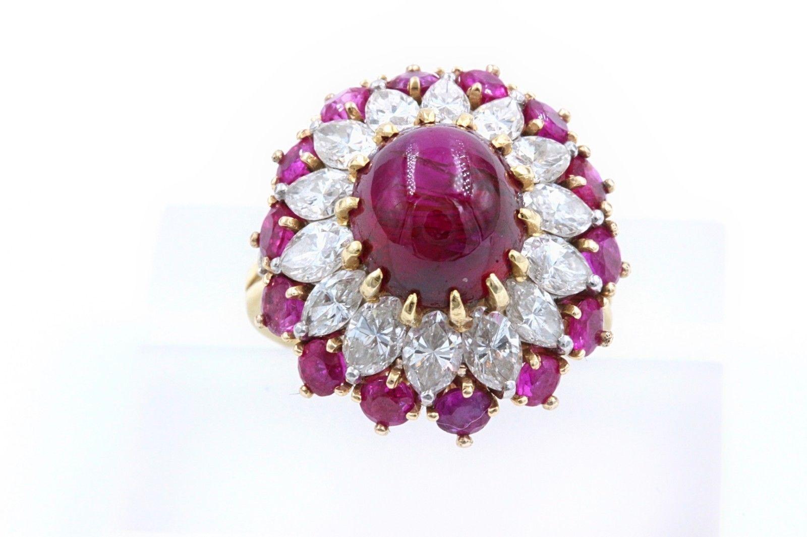 Cabochon Ruby and Diamond Cocktail Ring  3