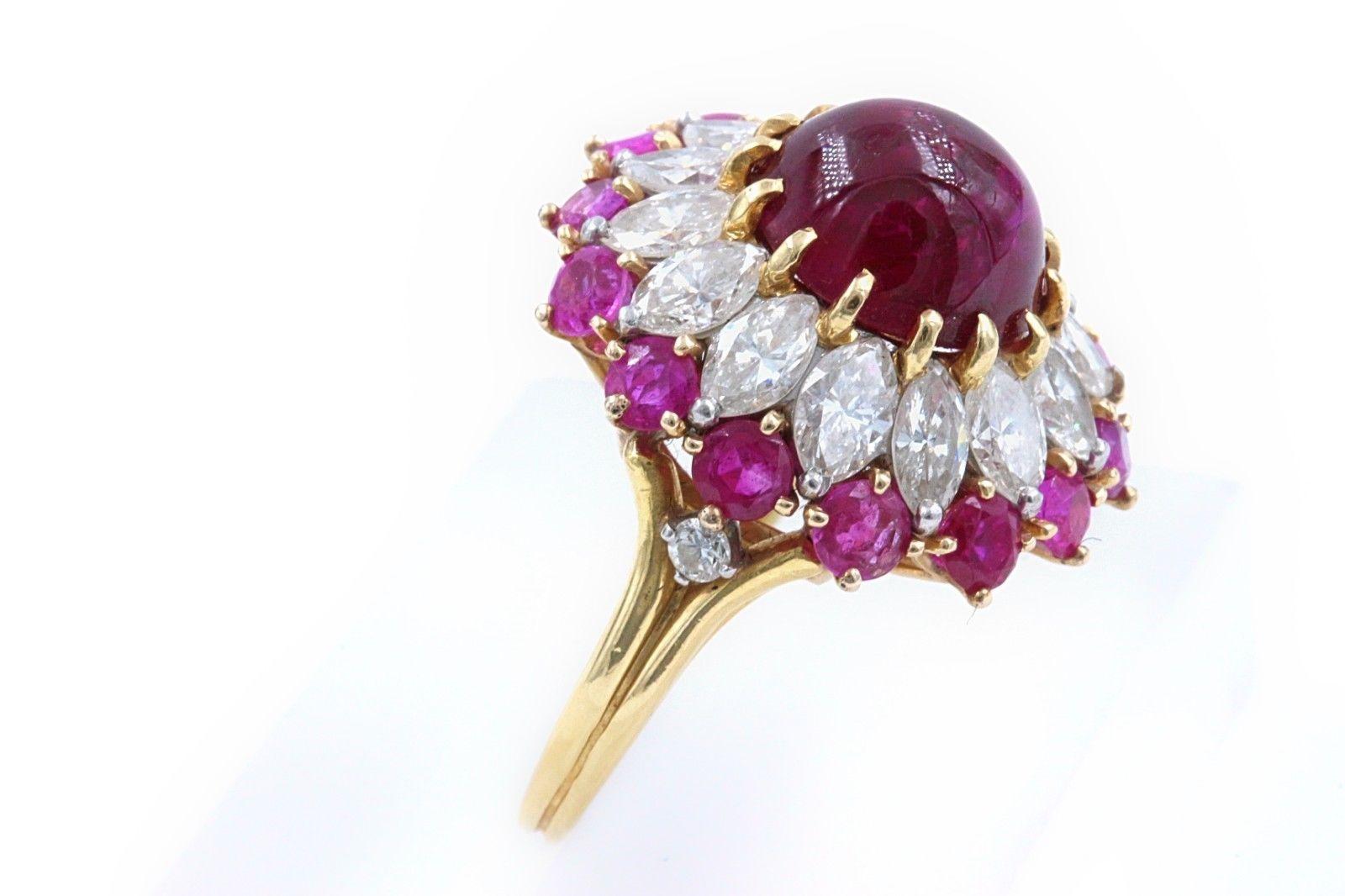 Cabochon Ruby and Diamond Cocktail Ring  4